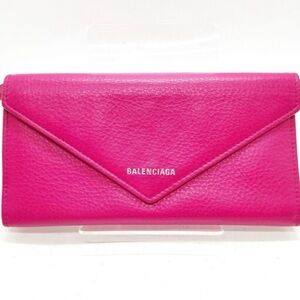 Balenciaga Fuschia Leather Envelope Wallet, Silver Hardware